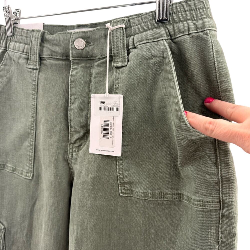 NWT Vervet Dixie High Rise Straight Leg Cargo Jeans Stretch Indie Clean Girl 30 - Picture 4 of 9